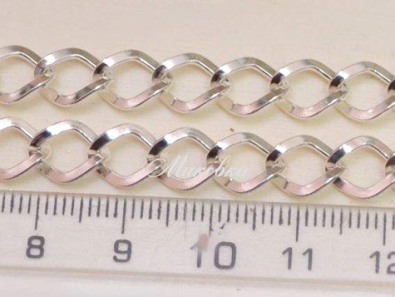 Цепь средняя с-33, под серебро, 9х7 мм, 1 метр Цепь средняя с-33, под серебро, 9х7 мм, 1 метр