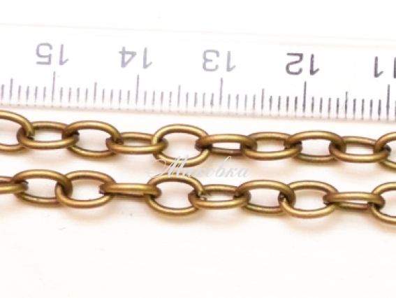 Цепь средняя с-29, бронзовая, 5х7 мм, 1 метр Цепь средняя с-29, бронзовая, 5х7 мм, 1 метр