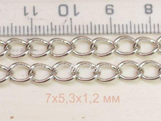 Цепь средняя с-32, платина, 7х5,3 мм, 1 метр Цепь средняя с-32, платина, 7х5,3 мм, 1 метр