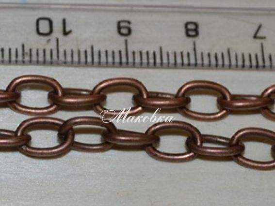 Цепь средняя с-34, медная, 5х7 мм, 1 метр Цепь средняя с-34, медная, 5х7 мм, 1 метр