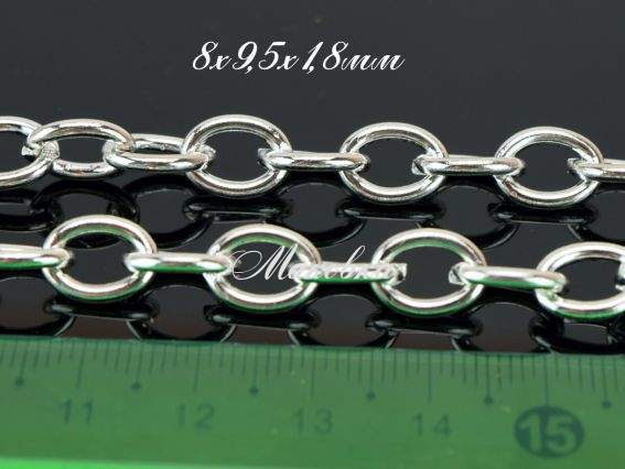 Цепь средняя С-40, под серебро, 8х9,5х1,8 мм, 1 метр Цепь средняя С-40, под серебро, 8х9,5х1,8 мм, 1 метр