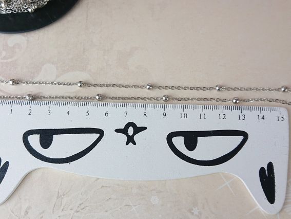 Ланцюг залізний тонкий з великими кульками, колір платина, 1 метр