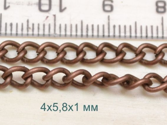 Цепь №16, медная, 4х5,8 мм, 1 метр Цепь №16, медная, 4х5,8 мм, 1 метр