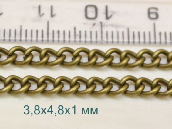 Цепь №21, бронза, 3,8х4,8 мм, 1 метр Цепь №21, бронза, 3,8х4,8 мм, 1 метр