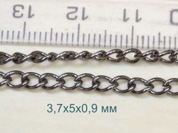 Цепь №23, черная, 3,7х5 мм, 1 метр Цепь №23, черная, 3,7х5 мм, 1 метр
