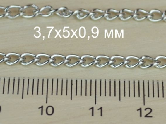 Цепь №27, платина, 3,7х5 мм, 1 метр Цепь №27, платина, 3,7х5 мм, 1 метр