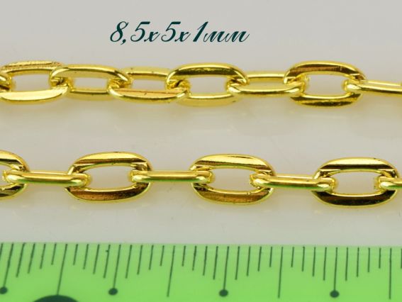 Цепь №51, под золото, 8,5х5х1 мм, 1 метр Цепь №51, под золото, 8,5х5х1 мм, 1 метр