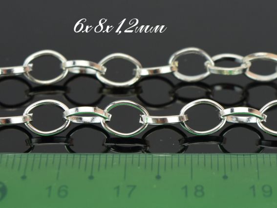 Цепь №52, под серебро, 6х8х1,2 мм, 1 метр Цепь №52, под серебро, 6х8х1,2 мм, 1 метр