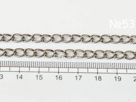 Ланцюг №53, чорний, 7,5х5 мм, 1 метр Ланцюг №53, чорний, 7,5х5 мм, 1 метр