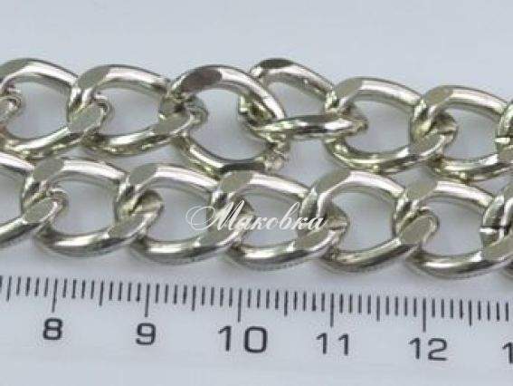 Ланцюг алюмінієвий великий 15 мм, 1 метр, колір срібло глянцевий Ланцюг алюмінієвий великий 15 мм, 1 метр, колір срібло глянцевий