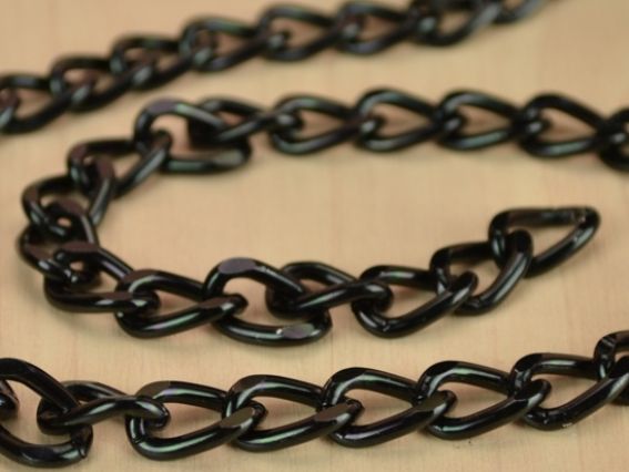 Цепь алюминиевая крупная 15 мм, 1 метр, черный насыщенный Цепь алюминиевая крупная 15 мм, 1 метр, черный насыщенный