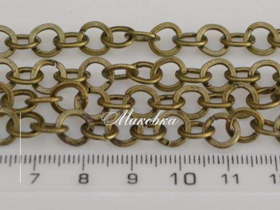 Цепь средняя с-02, бронза, 8 мм, 1 метр Цепь средняя с-02, бронза, 8 мм, 1 метр