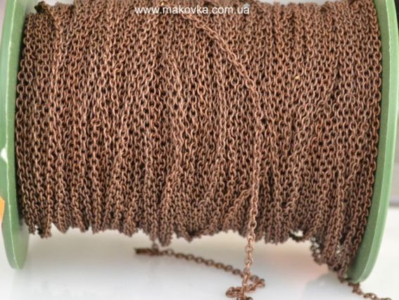 Цепь тонкая т-02, медь, 3 мм, 1 метр