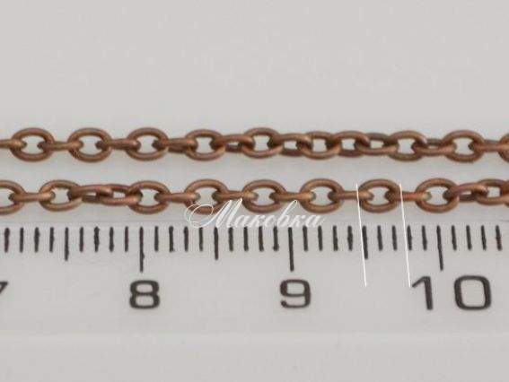 Цепь тонкая т-02, медь, 3 мм, 1 метр