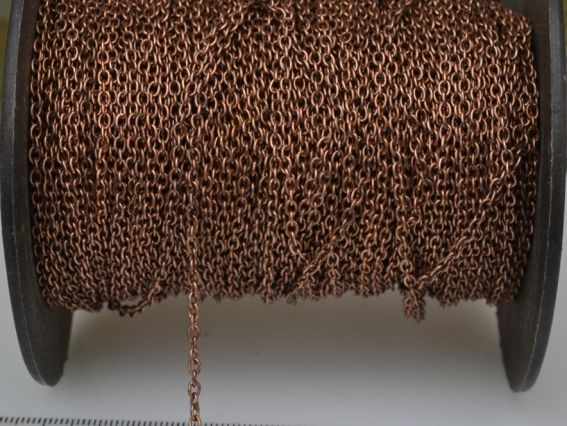 Цепь тонкая т-03, медь, 2х3х0,5 мм, полированная, 1 метр Цепь тонкая т-03, медь, 2х3х0,5 мм, полированная, 1 метр