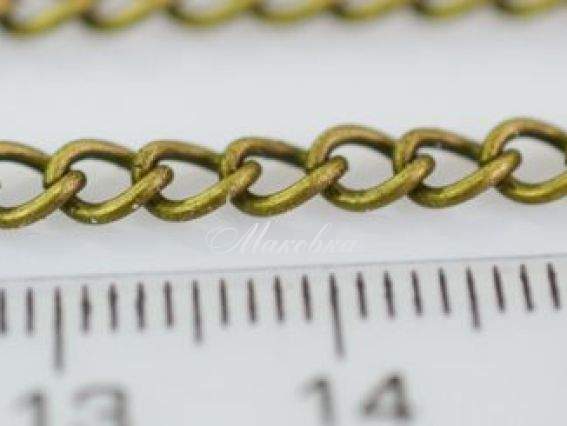 Цепь тонкая т-08, античная бронза, 5 мм, 1 метр Цепь тонкая т-08, античная бронза, 5 мм, 1 метр