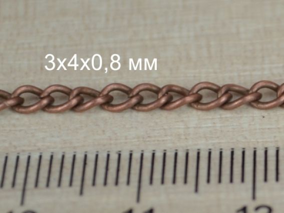 Цепь тонкая т-27, медная, 3х4 мм, 1 метр Цепь тонкая т-27, медная, 3х4 мм, 1 метр