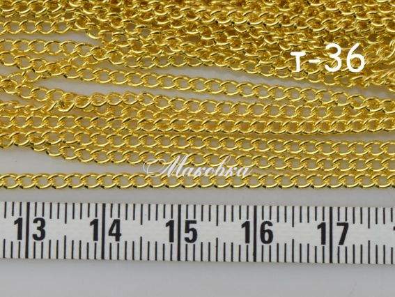 Цепь тонкая т-36, золото, 4 мм, 1 метр