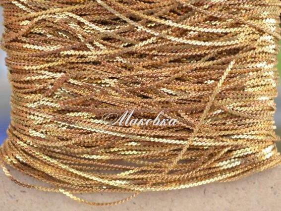 Цепь тонкая Серпантин, крученая, золото, 1 метр Цепь тонкая Серпантин, крученая, золото, 1 метр