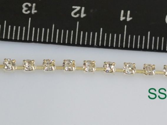 Цепь со стразами SS8-A серебро с белым, 10 сантиметров