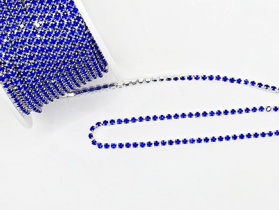 Ланцюг зі стразами SS-08-В срібло із сапфіром, 10 сантиметрів Ланцюг зі стразами SS-08-В срібло із сапфіром, 10 сантиметрів