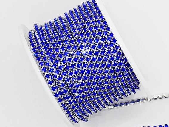 Ланцюг срібний з синіми стразами , 10 сантиметрів SS-08-В , колір C1187-Sapphire, 10 см