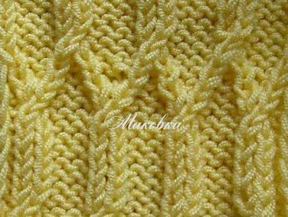Узор спицами Коса К-13 из ромбов