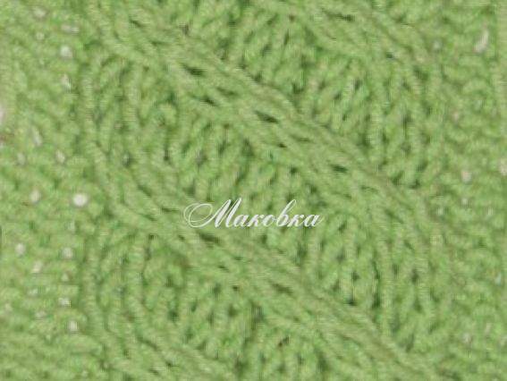Узор спицами Коса К-5 столбик с продольными полосками