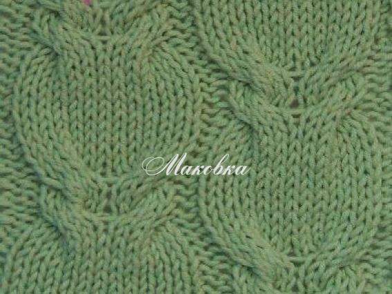 Узор спицами Коса К-9 дважды вывернутый жгут
