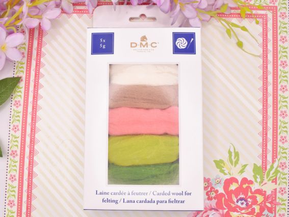 ДМС набір чесаної вовни для прикрас Весна SPRING U2367 5 кольорів, 25г
