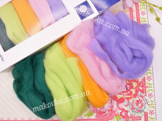 ДМС набір чесаної вовни для прикрас Вінтажний букет Vintage Bouquet U2367 5 кольорів, 25г