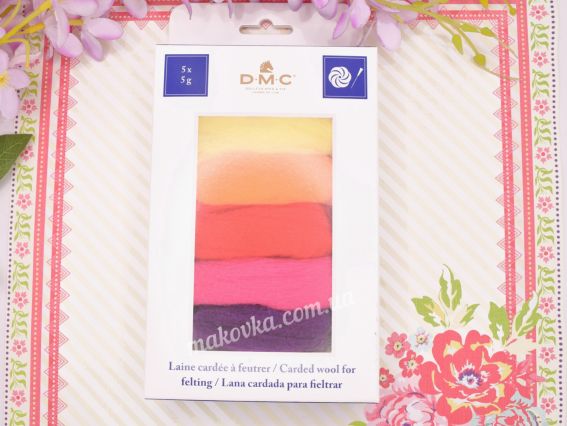 ДМС набір чесаної вовни для прикрас Вітамін VITAMIN U2367 5 кольорів, 25г