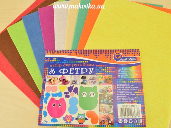 Набор фетра 1,2 мм, размер А4 HQ170-MIX2, асоорти 10 шт, Jasefotten ПЭ Набор фетра 1,2 мм, размер А4 HQ170-MIX2, асоорти 10 шт, Jasefotten ПЭ