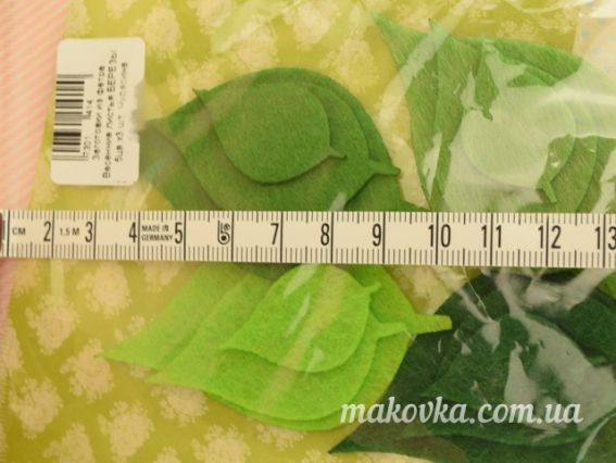 Весняне листя БЕРЕЗИ, заготівлі з фетру 5 кольорів по 3 шт, Чудесина