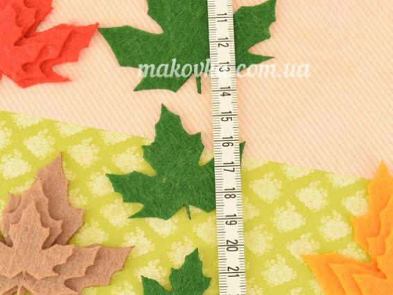 Осенние листья КЛЕНА, заготовки из фетра 5 цветов по 3 шт,  Чудесина