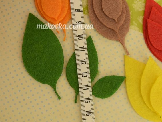 Осенние листья ВИШНИ, заготовки из фетра 5 цветов по 3 шт,  Чудесина