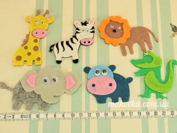 Африканські тварини, 6 шт, Чудесина заготовки з фетру