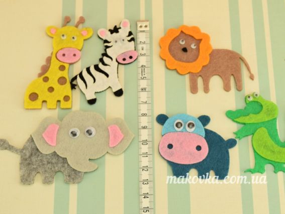 Африканські тварини, 6 шт, Чудесина заготовки з фетру