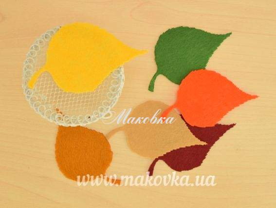 Декор з фетру Листя Берези, 8 см, 6 шт. асорті 120114 Декор з фетру Листя Берези, 8 см, 6 шт. асорті 120114