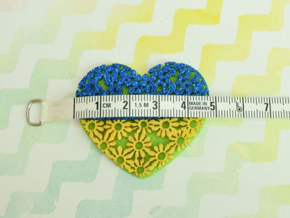 Заготовка для декора патриотическая патч Сердце в цветах жёлто-синее 47*43мм войлок фоам