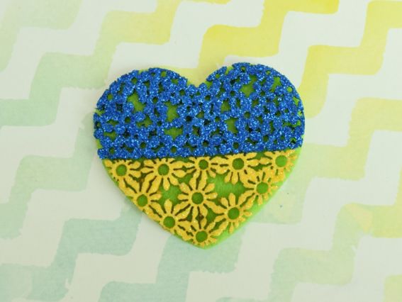 Патч Серце в квітах жовто-блакитне патріотична фігурка повсть фоам