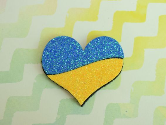 Патч Серце Жовто-блакитне патріотична фігурка повсть фом Патч Серце Жовто-блакитне патріотична фігурка повсть фом