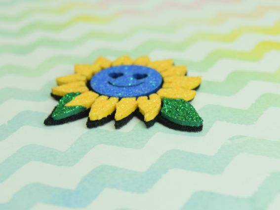 Заготовка для декора патріотична фігурка патч Соняшник жовто-блакитний 45*50мм повсть фоам