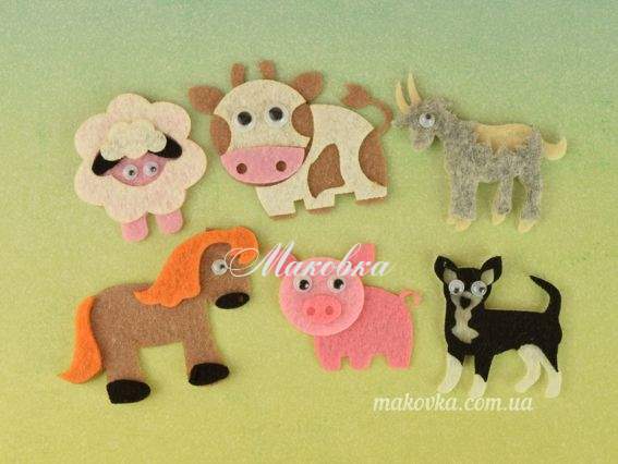 Заготовки из фетра Домашние животные, 6 шт Чудесина