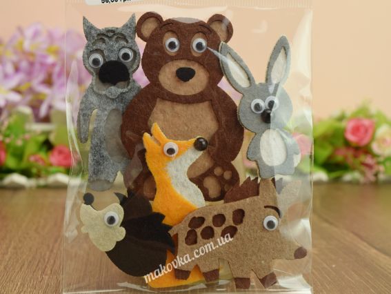 Лесные животные, 6 шт,  Чудесина заготовки из фетра 