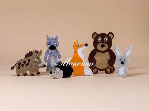Заготовки из фетра Лесные животные, 6 шт, Чудесина