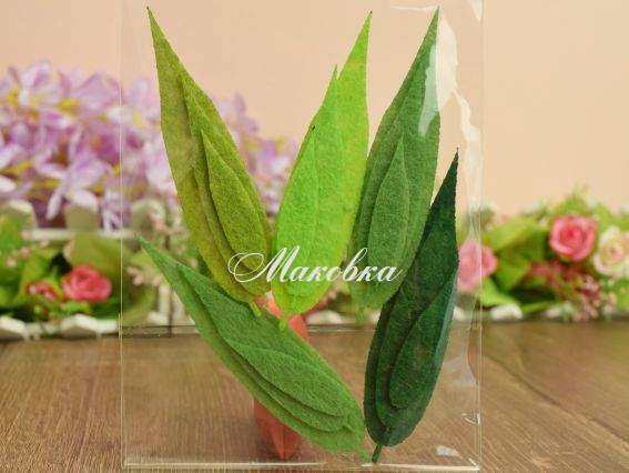 Заготовки из фетра Весенние листья ИВЫ, 5 цветов по 3 шт,  Чудесина