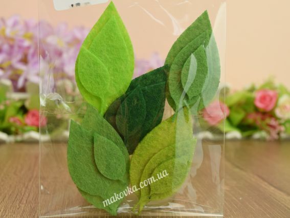 Заготовки из фетра Весенние листья ВИШНИ, 5 цветов по 3 шт,  Чудесина