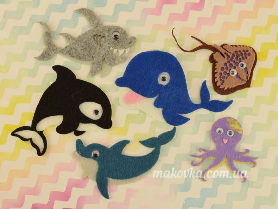 Заготовки из фетра Морские животные, 6 шт, Чудесина