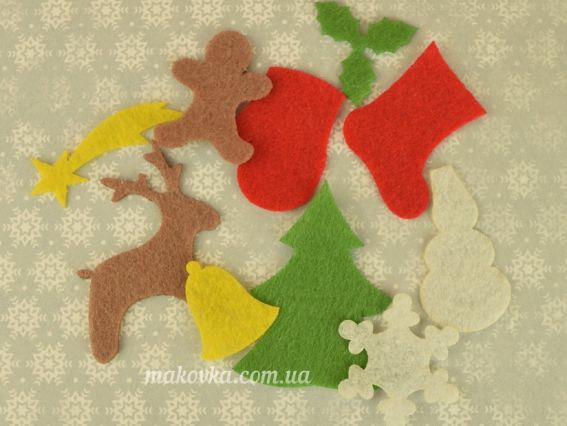 Заготовки из фетра Новогодний набор, ассорти 10 шт, Чудесина